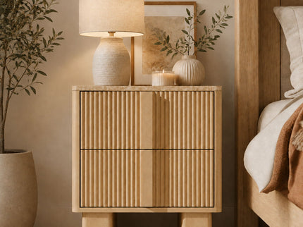 Nightstand With Charging Station And 2 Storage Drawers