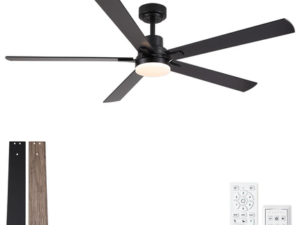 Ceiling Fan With Lights And Remot With Quiet DC Motor, 6 Speeds, Reversible Blades - Black