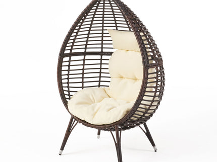 Cutter Teardrop Patio Chair With Water Resistant Cushion - Multi / Brown / Beige