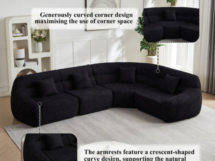Luxury Curved Corner Sectional Sofa With 4 Pillows