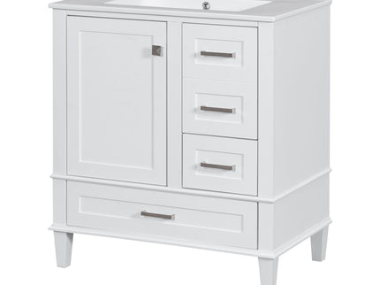 Bathroom Vanity, Modern Bathroom Cabinet With Sink Combo Set, Bathroom Storage Cabinet With A Soft Closing Door And 3 Drawers, Solid Wood Frame