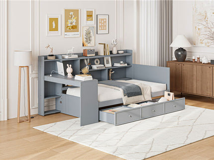 Daybed With 3 Drawers USB Ports And Desk