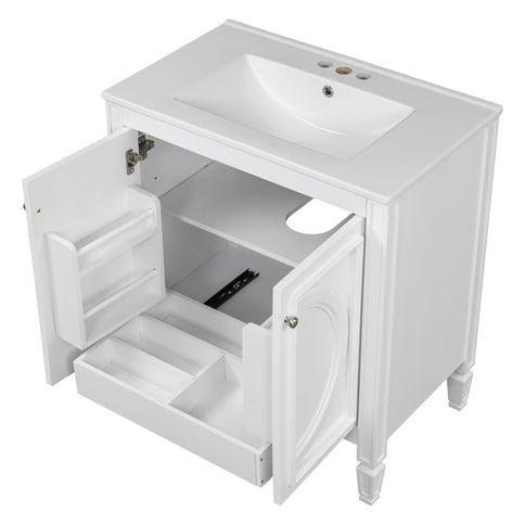 Bathroom Vanity With Sink With 2 Doors And Adjustable Shelf