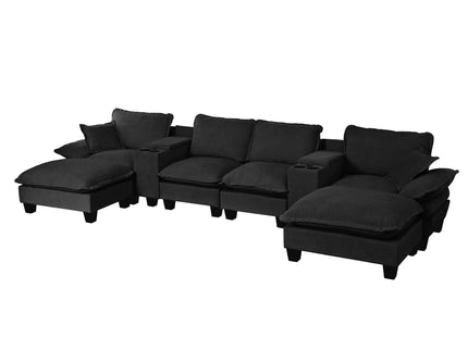 Modular Cloud Couch Sofa With Cup Holders & Storage, USB Port
