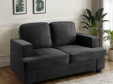 Modern Loveseat, Comfortable 2 Seater Couch With Deep Seating, Loose Back Cushions, Wide Arms