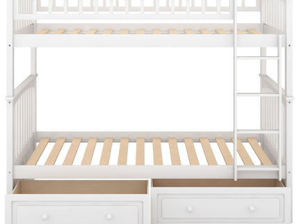 Twin Over Twin Bunk Bed With Drawers, Convertible Beds
