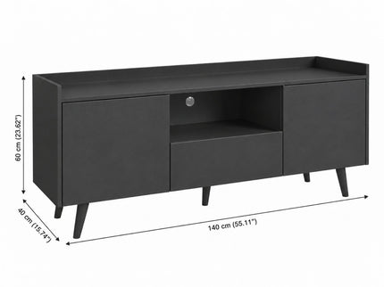 TV Stand For TVs Up To 60" With Open Storage Shelf, 2 Doors, 1 Drawer And Cable Management