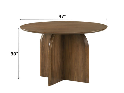 Delmon - Round Dining Table - Dark Walnut