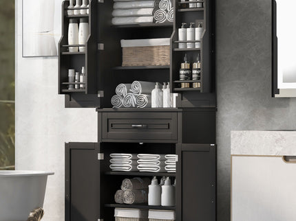 Bathroom Storage Cabinet With Doors And Drawer, Adjustable Shelf