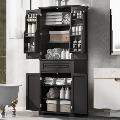 Bathroom Storage Cabinet With Doors And Drawer, Adjustable Shelf