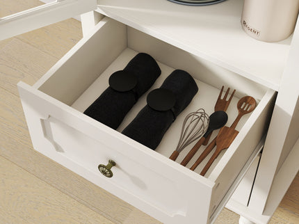 Minimalism Buffet Cabinet With Glass Doors And Double Drawer