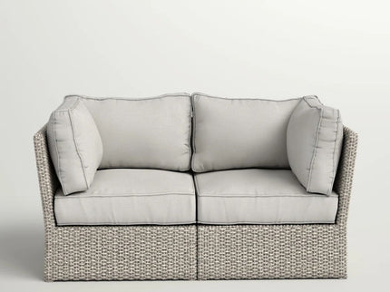 Modern Patio Wicker Loveseat With Cushions