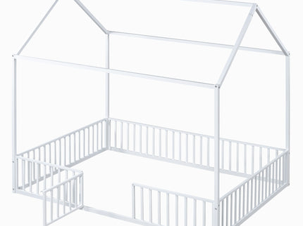 Metal House Bed With Fence And Door