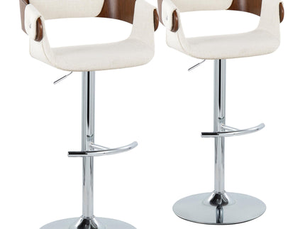 Elisa - Mid Century Modern Adjustable Barstool With Swivel With Rounded T Footrest (Set of 2)