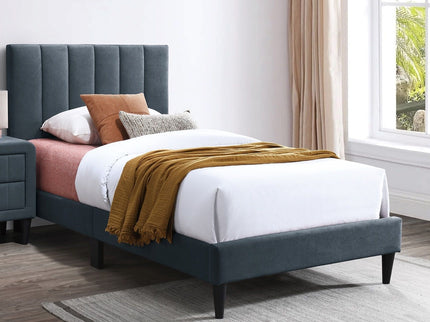 Bed With Channel Tufted Adjustable Headboard
