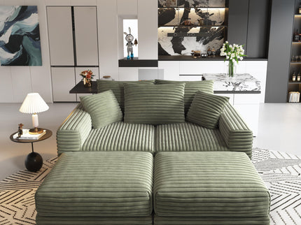 Convertible Deep Seat Sofa With Soft Pillows And Ottomans