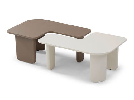 2 Pieces Modular Coffee Table Set, Free Combination - Khaki / White