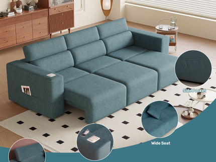 3 Seater Power Recliner Sofa With Wireless Charging And Remote Control