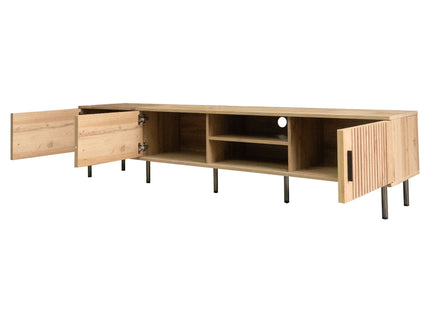 78" TV Stand For TVs Up To 85" With Closed Storage, Living Room Entertainment Center - Natural Wood