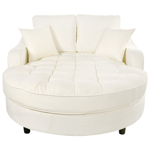 Modern Chaise Lounge Upholstered Sofa Couch With Tufted Seat And Detachable Pillows For Living Room