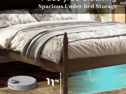 Retro 4 Poster Platform Bed Frame With Curved Tall Headboard