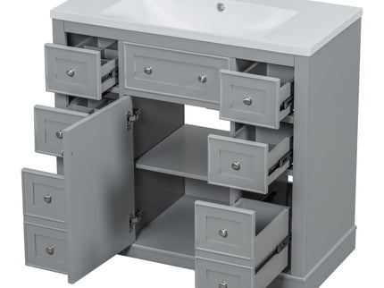 Modern Bathroom Vanity With Sink Combo, 6 Drawers And 1 Cabinet
