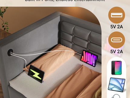 Upholstered Daybed With Hydraulic Storage And USB / Type - C Charging