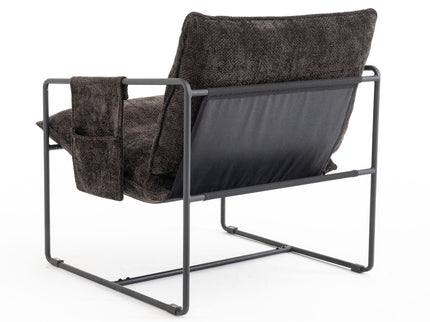 Upholstered Hanging Armchair With Arm Pocket Metal Frame (Set of 2), Crushed Foam Cushions And Skin-Friendly Braid For Living Room And Bedroom