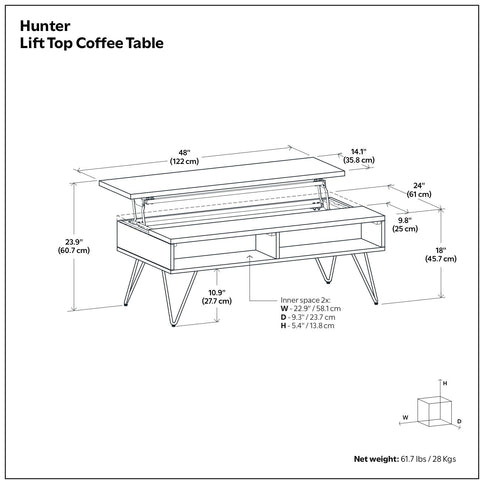 Hunter - Handcrafted Lift Top Coffee Table