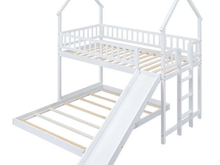House Bunk Bed With Slide And Built In Ladder