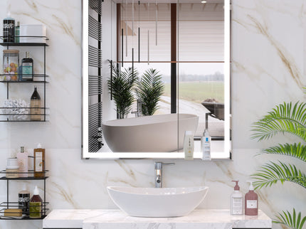 LED Bathroom Vanity Mirror Wall Mounted Adjustable / Warm / Natural Lights Anti-Fog Touch Switch With Memory Modern Smart Large Bathroom Mirrors
