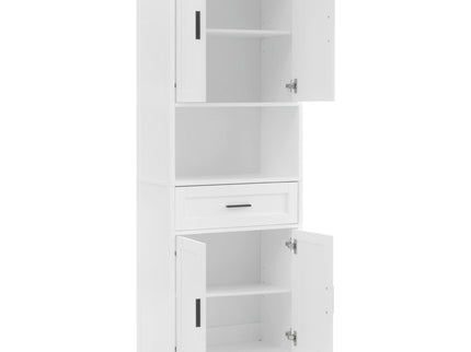 Freestanding Tall Bathroom Cabinet With Soft Close Doors And Adjustable Shelves