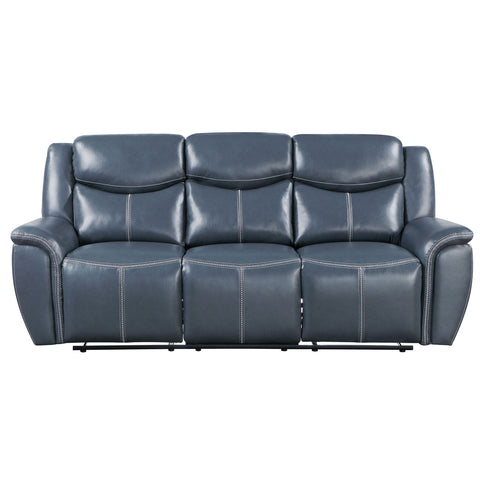 Stanwicke - 2 Piece Motion Reclining Sofa Set With Contrast Stitching - Blue