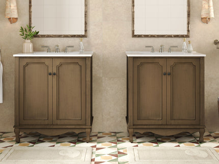 Vintage Double Sink Bathroom Vanity Set With Ceramic Sinks