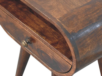 Circular Bedside Table With Open Slot - Walnut