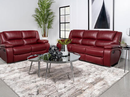 Camila 2-piece Upholstered Reclining Sofa Set Red