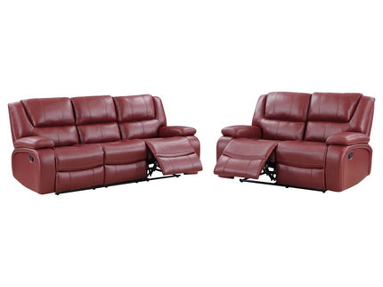 Camila 2-piece Upholstered Reclining Sofa Set Red
