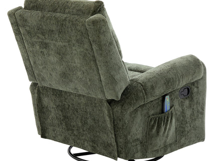 Manual Recliner Massage Chair With Swivel Rocker, 8 Massage Modes, Side Storage Pocket