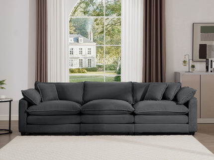 Mid-Century Modern 3 Seater Sectional Sofa With Arm And Throw Pillows
