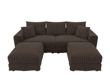 Deep Seat Convertible Sofa With Soft Pillows And Ottomans