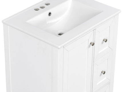 Modern Bathroom Vanity With Sink, Freestanding Cabinet With Drawers And Shelves