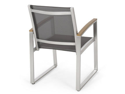Poetic - Outdoor Dining Chair With Faux Wood Arms And Aluminum Frame (Set of 2) - Gray