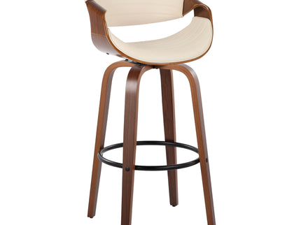 Symphony - Mid Century Modern Fixed Height Barstool With Swivel And Round Footrest (Set of 2)