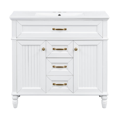 Modern Freestanding Bathroom Vanity With Sink, Cabinet, Soft-Close Drawers, Tip-Out Tray