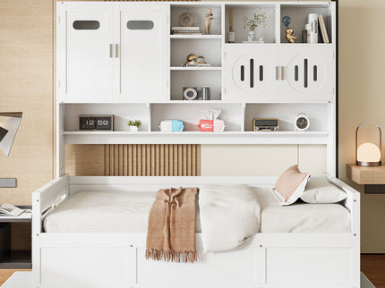Daybed With All-In-One Cabinet And Shelf