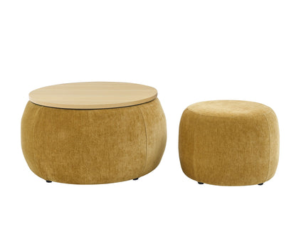 Round Storage Ottoman, 2 In 1 Function, End Table And Ottoman