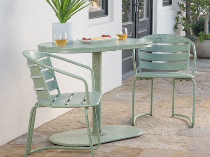 3 Piece Elegant Outdoor Bistro Set With 2 Chairs And Oval Table
