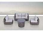 Dark Brown / 4 Pc. Sectional Sofa, 2 Chairs, Fire Pit
