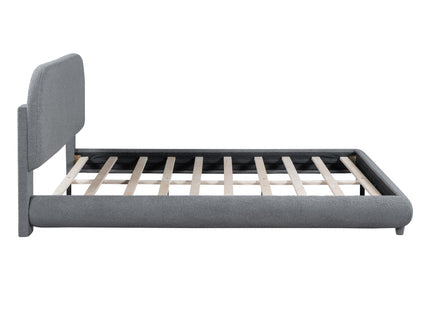 Upholstered Platform Bed With Thick Solid Frame And Stylish Curve-Shaped Design