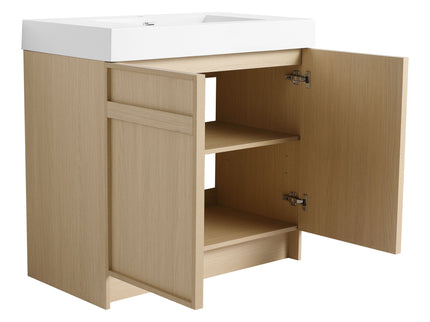 Freestanding Bathroom Vanity With Resin Sink & Soft Close Cabinet Doors